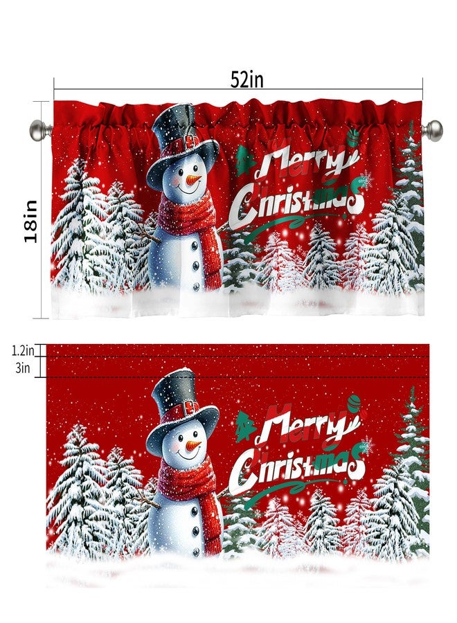 SUNWISHA Christmas Curtain Valances Set 52x18'' - Snowflake Christmas Classic Merry Christmas Window Curtains Kitchen/Bathroom/Laundry Decor, Winter Holiday Home Valances Red - Image 2